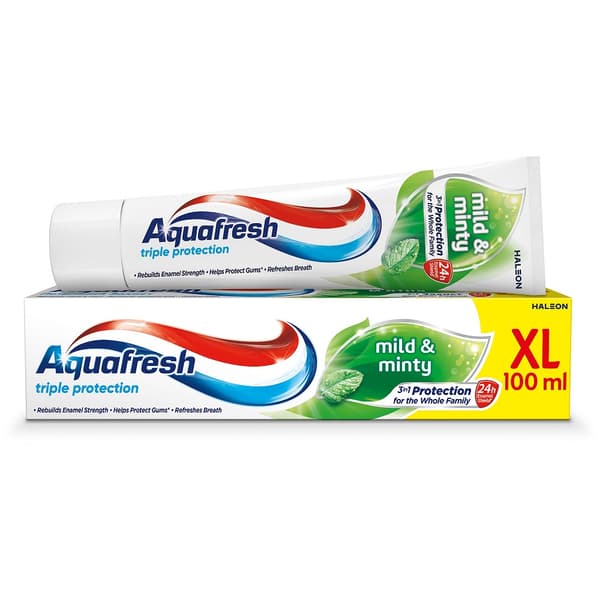 Aquafresh Kolmivaiheinen Suojaus, Miedosti Minttuinen Hammastahna, 100 ml