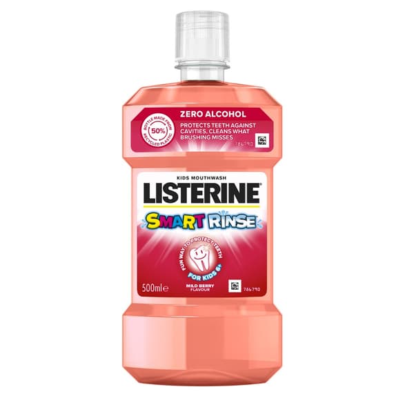 Listerine Smart Rinse Børnemundskyl Berry Smag, 500 ml