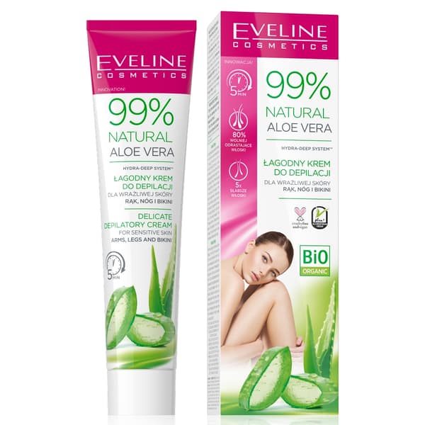 Eveline Cosmetics Aloe Vera Depilationscreme 99% Naturlig, 125 ml