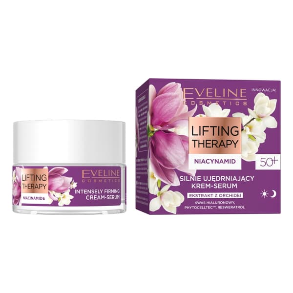 Eveline Cosmetics Lifting Therapy kiinteyttävä voide-seerumi niasiinamidille 50+, 50 ml