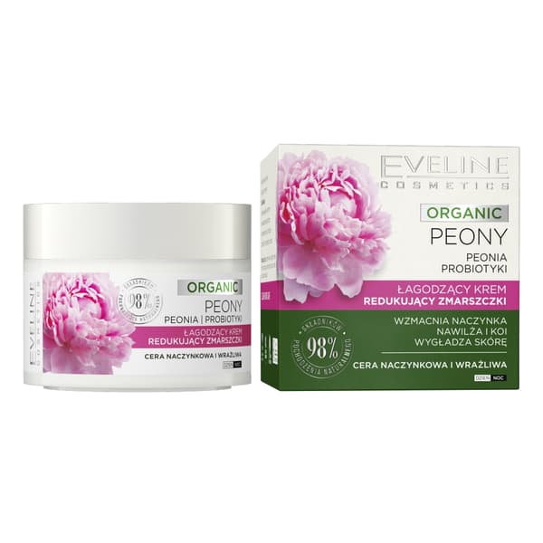 Eveline Cosmetics Økologisk Pæon Beroligende Anti-rynkecreme, 50 ml