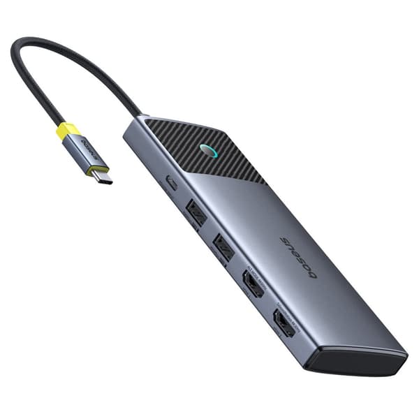 Baseus Metal Gleam Series II 7-i-1 USB-C Hub med PD100W, 2x HDMI 4K, USB-A /C 3.0 Anslutningar