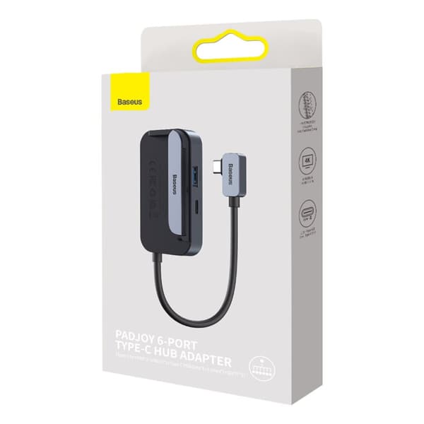 Universell 6-i-1 USB-C HUB för surfplatta/smartphone - Baseus PadJoy mörkgrå