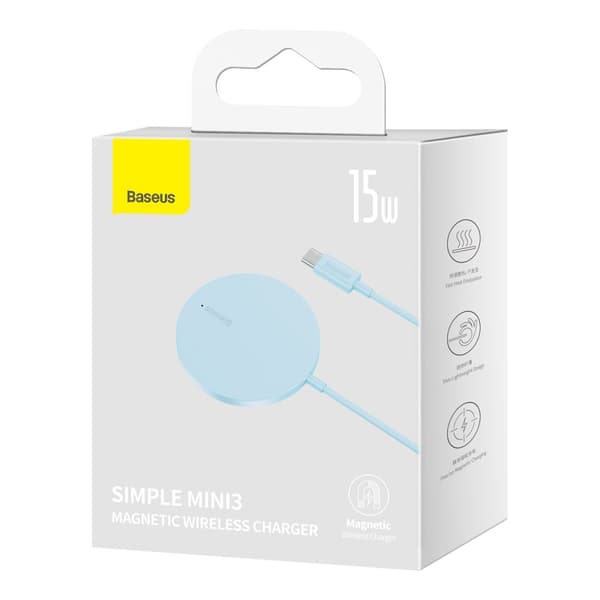 Baseus Simple Mini3 Magnetisk MagSafe Qi 15W Trådlös Laddare Blå