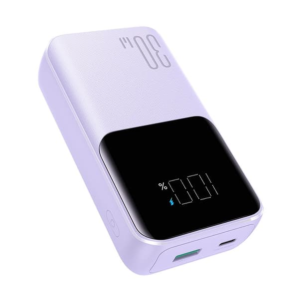 Joyroom JR-PBC06 Mini Virtapankki 30W, 10000mAh, sisäänrakennetut USB-C/Lightning-kaapelit, violetti