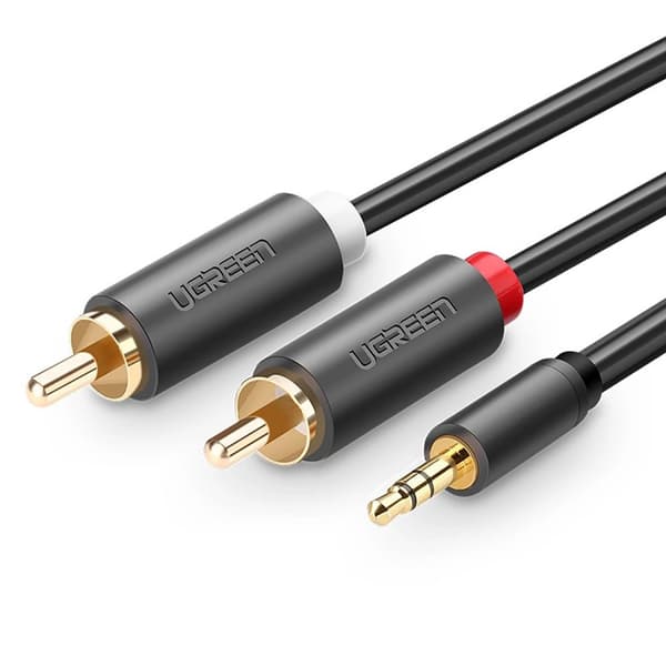 Ugreen AV102 10512 3,5 mm mini jack han / 2RCA han lydkabel, 3m, grå