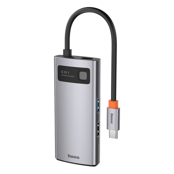 Baseus Metallisk Gleam 4-i-1 multifunktionell USB-C HUB - 100W PD / 4K HDMI / USB 3.2 Gen 1 / USB 2.0 (CAHUB-CY0G)