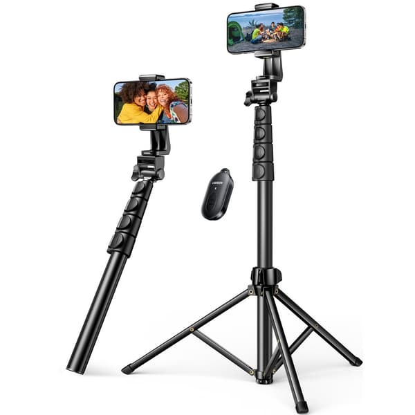 Selfie Stang Ugreen LP680 med Stativ og Bluetooth Fjernbetjening 1.8m - Sort