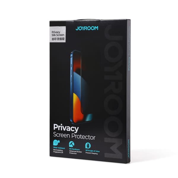 Joyroom Knight 2,5D Privacy hærdet glas til iPhone 14 Plus med Anti-Spy filter & gennemsigtig ramme (JR-P03)