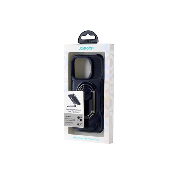 Joyroom Dual Hinge Cover iPhone 14 Plus Robust Sort med Stander og Ringholder