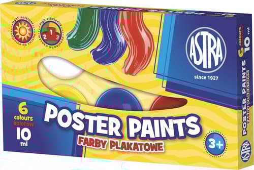 Astra Plakatfarver Sæt - 6 Farver x 10 ml