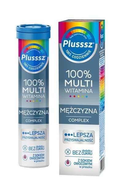 Plusssz 100% Multivitamin, Mænds Complex, 20 brusende tabletter.