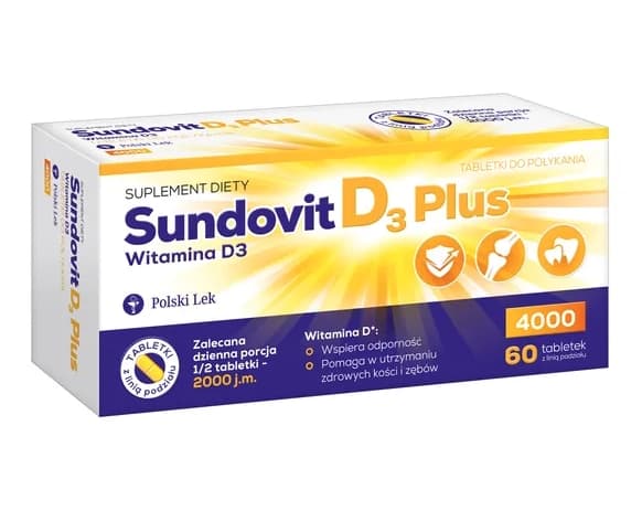 Ravitsemuslisä Sundovit D3 Plus, 60 tablettia