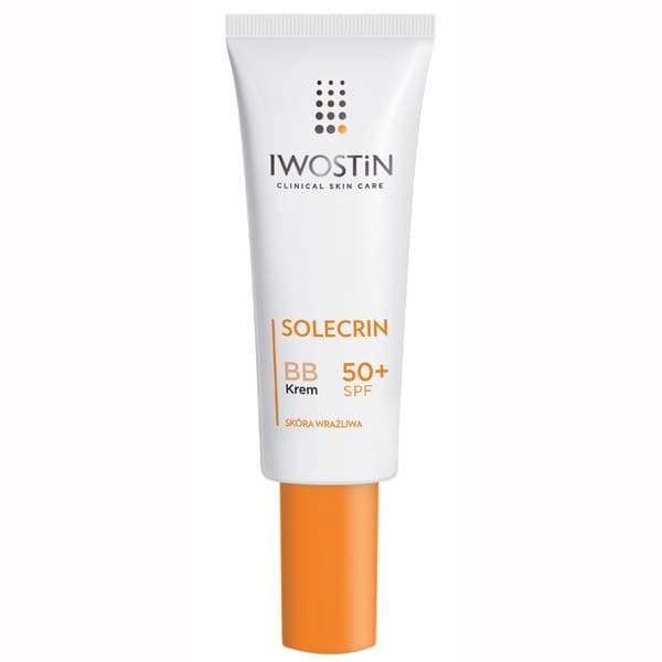 Iwostin Solecrin Kräm BB SPF50+ 30ml - Daglig solskyddskräm med tonad effekt, hög solskyddsfaktor 50+ för jämn och skyddad hud.