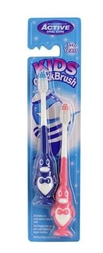 Aktiv Børnetandbørste, Kids Quick, Kaninmotiv, 3-6 år, Pakke med 2 Stk.