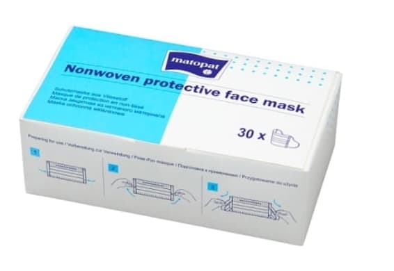 Beskyttende ansigtsmasker i 3 lag uden latex, pakke med 30 stk.