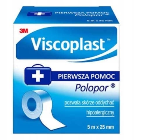 Plaster med Viscoplast, Polopor - 5m x 25mm, pakke med 1 stk.