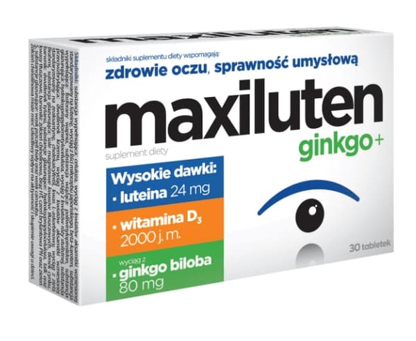Maksyluten Ginkgo+, ravintolisä, 30 tablettia. Sisältää luonnollisen sekoituksen pihlajauutetta ja peltokorte. Terveys ja muistinparannus.