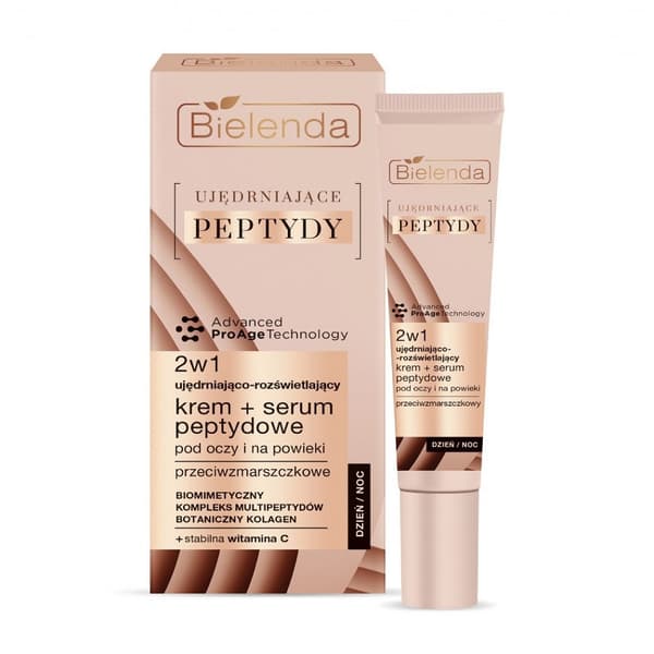 Bielenda Opstrammende Peptider Creme + peptidserum 2i1 til øjnene og øjenlågene, 15 ml