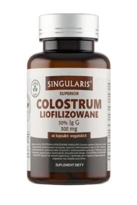 Maitohappokapseleita: Singularis Kolostrumijauhe 30% Ig G 500mg, 60 kapselia