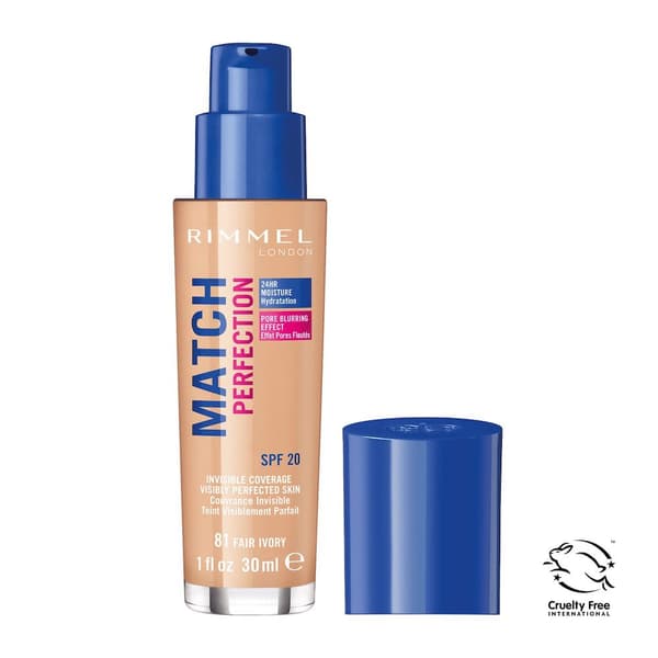 Rimmel Match Perfection Foundation Hudtilpasset 081 Fair Ivory SPF20, 30ml