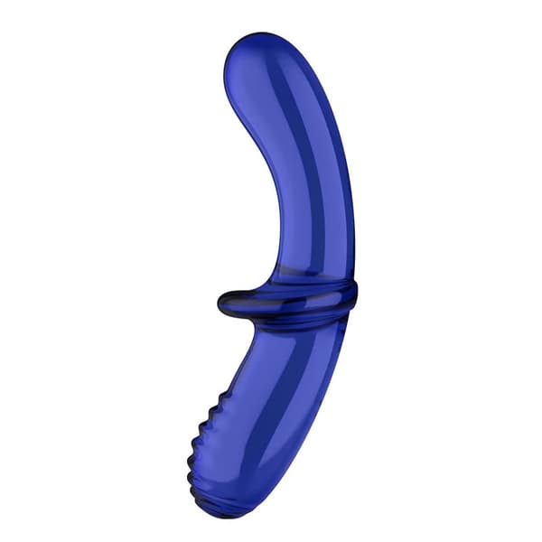 Satisfyer Double Krystal Dildo Glas Lys Blå, 1 stk