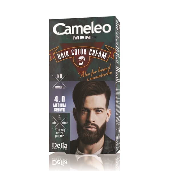 Cameleo Men Hårfarve Til Skæg og Overskæg 4.0 Medium Brun, 30ml