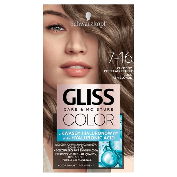 Gliss Permanent Hårfarve 7-16 Kold Aske Blond