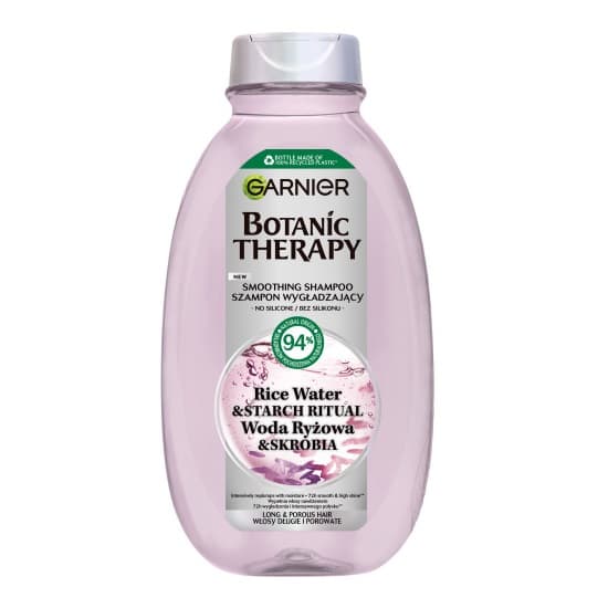 Garnier Botanical Therapy Slätande Schampo för Långt och Poröst Hår med Risdestillat och Stärkelse, 400ml