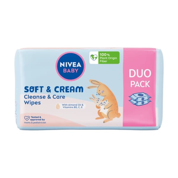 Nivea Baby Biologisk Nedbrydelige Vådservietter, 2 x 57 stk