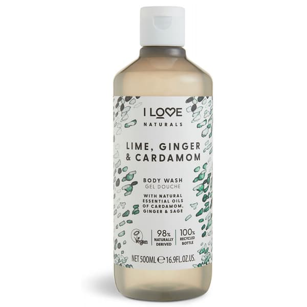 Naturlig Kærligheds Kropsvask Lime, Ingefær & Kardemomme 500ml
