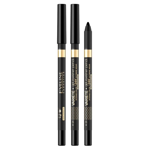 Eveline Cosmetics Variete Vattentät Gelögonpenna 01 Svart, 1 Styck