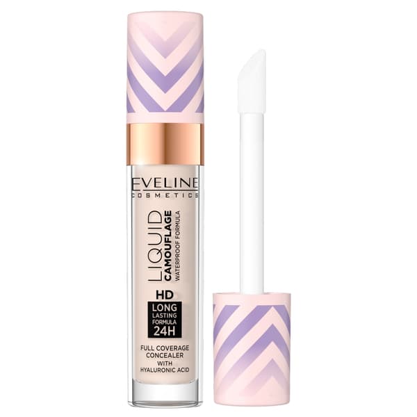 Eveline Cosmetics Vandtæt Flydende Camouflage Concealer med Hyaluronsyre 01 Light Porcelain, 7,5 ml
