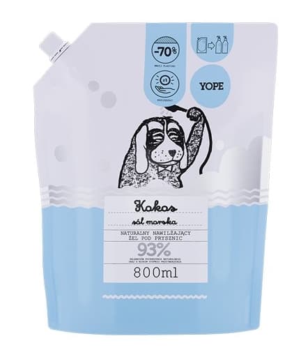 Yope, Badegele, Fugtgivende Kokos og Havsalt, 800 ml, Refill