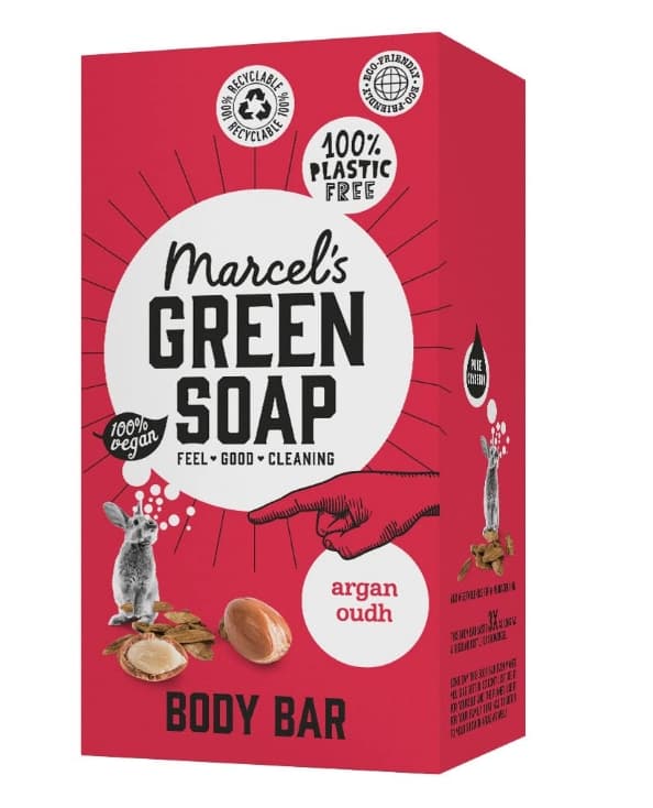 Marcel's Green Soap, Argan- og Oud-duftende Brusegelé i 150g Fast Form