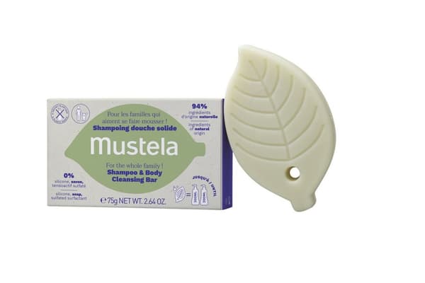 Mustela Rengörande Schampo i Kuber för Barn 75g - Skonsam och Praktisk Schampokub för Resor. Särskilt Utvecklad för Känslig Barnhud.