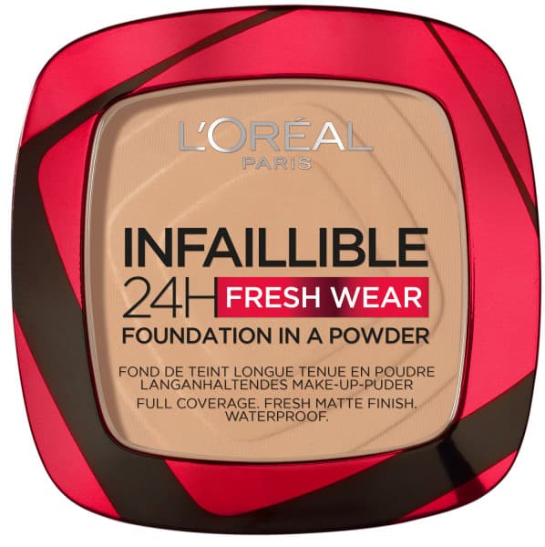 L'Oreal Paris Infaillible 24H Fresh Wear Foundation I En Puder - Mattande Foundation med fräsch 24-timmars Matt Finish i Pudret 140 Golden Beige, 9g.