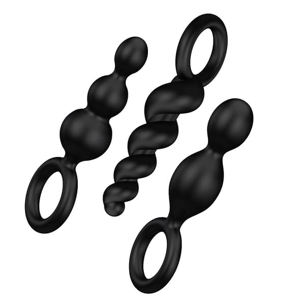 Satisfyer Booty Call Analt Plug Sæt med Stimulerende Sort Struktur