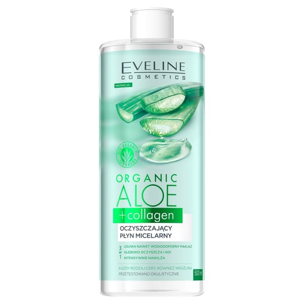 Eveline Cosmetics Økologisk Aloe + Kollagen Rensende Micellarvand 3i1, 500ml