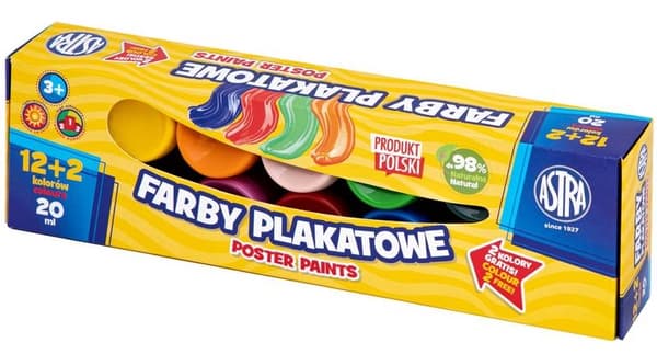 Astra Plakatfärger 20 ml x 14 Färger (12+2 gratis)