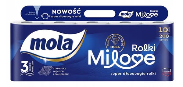 Mola Milove Toiletpapir, 3-lags, 10 ruller