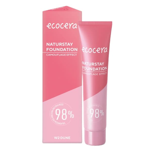 Ecocera Naturstay Foundation Dækkende Makeup W2 Dune, 30ml