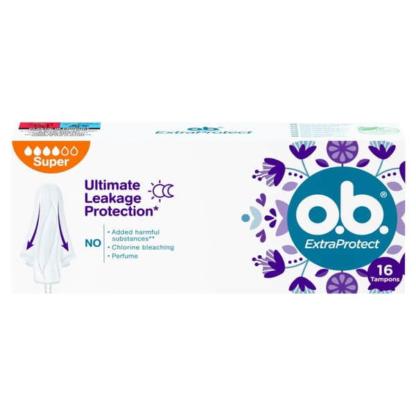 O.B. ExtraSkydd Super Tamponger, 16-pack