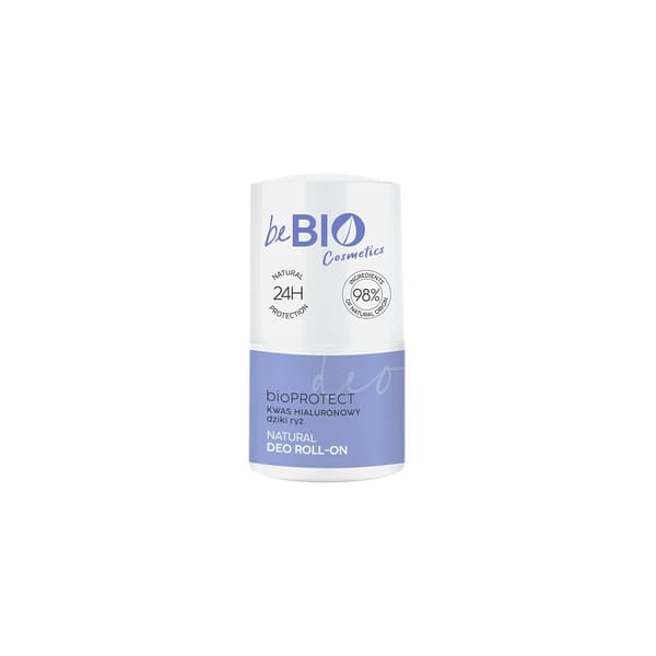 BeBio Ewa Chodakowska Luonnollinen deodorantti roll-on, joka perustuu luonnolliseen alumiiniin hyaluronihapolla ja villiriisin uutteella, 50ml