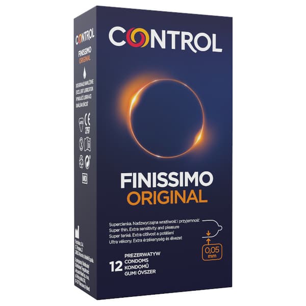 Kontroll Finissimo Original - Mycket tunna kondomer av naturlatex, 12 stycken