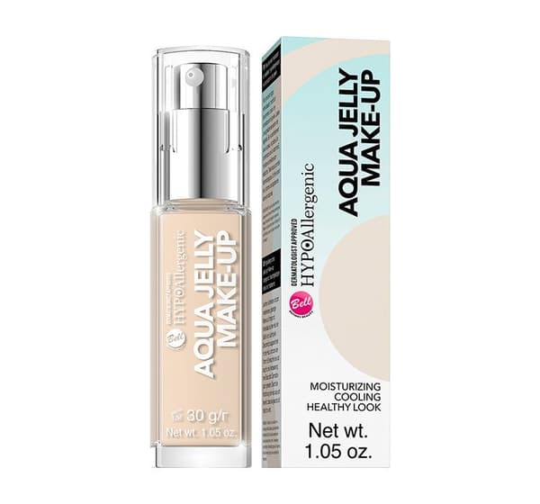 Bell Hypoallergenisk Aqua Jelly Foundation - Fugtgivende og Matterende Gelé Konsistens 02 Lys Sand Beige, 30g