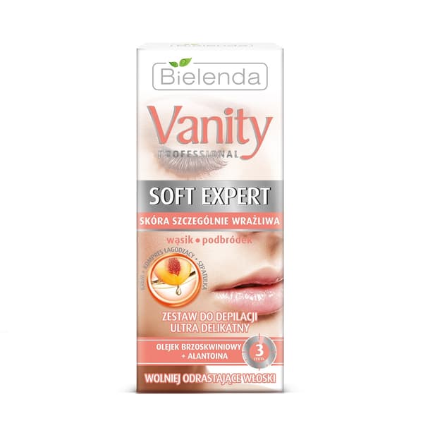 Bielenda Luksus Vanity Professional Blødgørende Ansigtshårfjernelsessæt - Ultra Mild Creme 15ml + Komprimering 10ml + Spatel