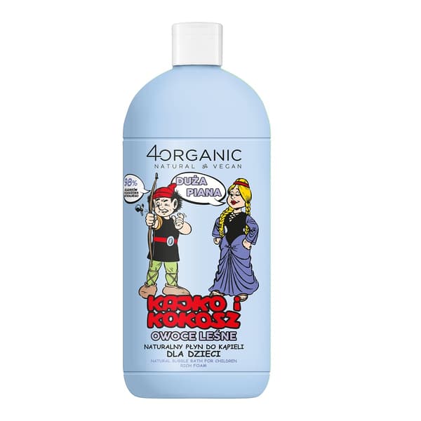4organic Kajko och Kokosz Naturligt badskum för barn med mycket skum, 500 ml