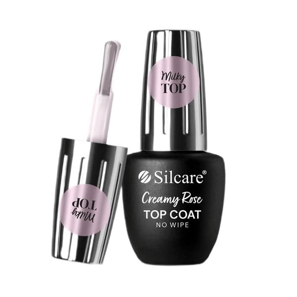 Silcare Creme Rose Top Coat - Ingen Aftørring til Gel Neglelak, 9 ml