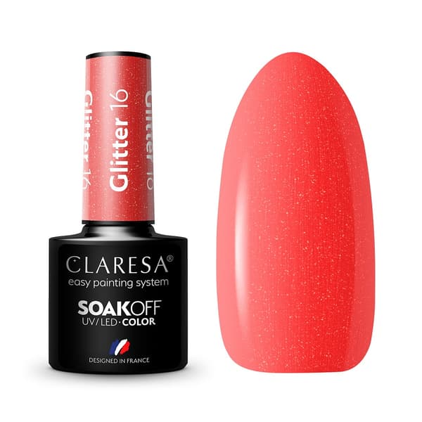 Claresa Soak Off UV/LED Glitter Nagellack 16, 5 g Hybrid